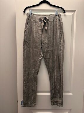 Two piece suit - Drawstring Pinstripe Pants and Jacket. Made in Italy